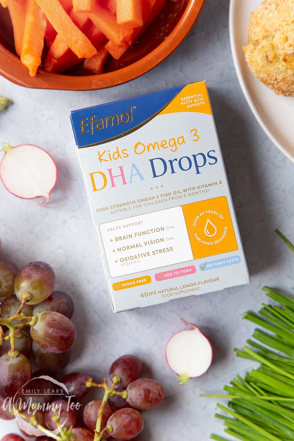 A box of the Efamol Kids Omega 3 DHA drops